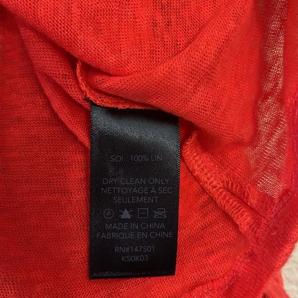 Kobi Halperin Red Orange Fringe Sleeve Top Small - Picture 3 of 6